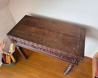 Antique French Game Table Barley Twist Legs
