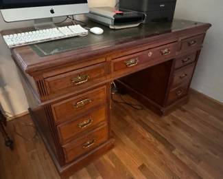 AntiquePedestal Desk Leather Top

