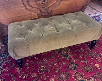 Restoration Hardware Tufted Fabric Bench

