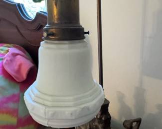 Antique Cast Metal Figural Lamp
