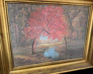 1932 Antique Oil Painting Landscape 
