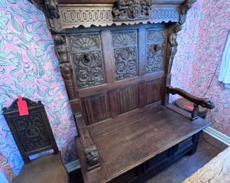 Antique German Renaissance Hall Bench