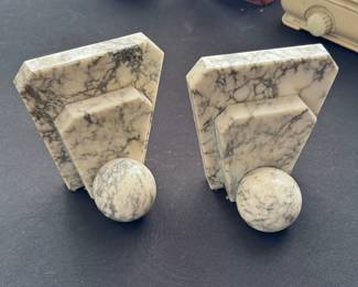 2pc Carrera Italian Marble Bookends
