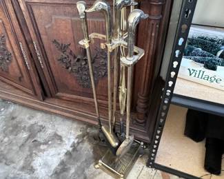 Brass Duck Head Fireplace Tools