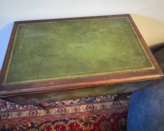 Antique Drop Leaf Table Leather Top 
