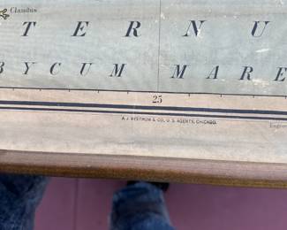 1930s Vintage Schoolhouse Map Pull Down Cabinet 
