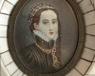 Antique Miniature Portrait Painting Woman #1
