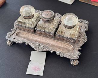 Antique Georgian English Ink Stand Set
