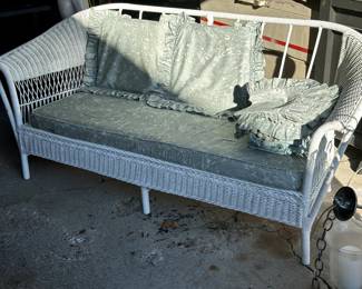 Vintage white wicker sofa $350