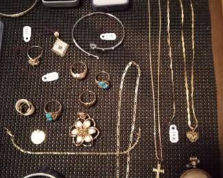 Sterling, silver and gold jewelry