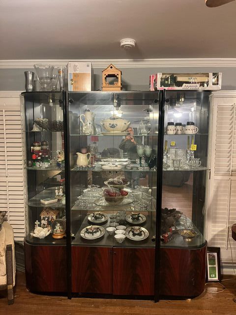 Vintage unique China cabinet Full of all kinds of goodies