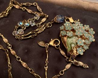 kirks folly long chain locket -retired pendant