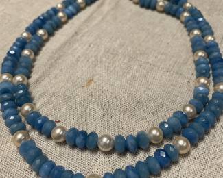 double strand - a prefect blue glass bead and pearl