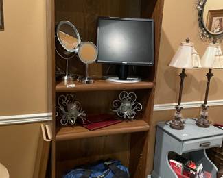bookcase with adjustable shelf and every size makeup mirror