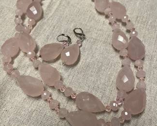 REAL ROSE QUARTZ SET very heavy prettier in person