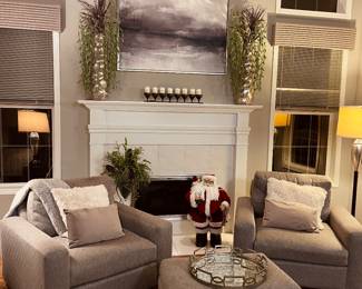 Arhaus swivel chairs with ottoman 