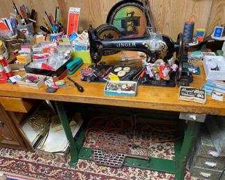 Antique Sewing Table and You get a Singer Sewing Machine with it!