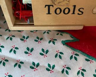 Vintage Tool Ornaments in tool box!