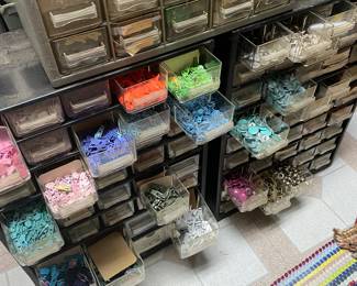 Vintage Containers FILLED with Zipper Pulls, Snaps, Buttons.