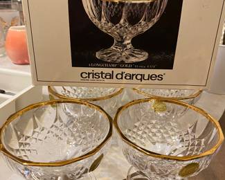 Vintage Cristal D Arques LongChamp Sherbet/Ice Cream/ Box