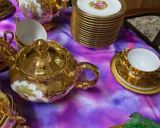 Gorgeous!! Vintage Bavaria, 22K Gold Dessert Set. Service Sold Separate.