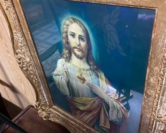 Antique Reversable Painting on Glass/Framed