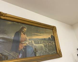 Antique Reversable Painting on Glass, Framed