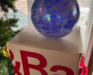 Crate Barrel Swirl Glass Ornament/Box
