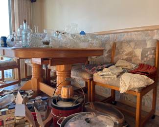 Dining room table solid wood with chairs