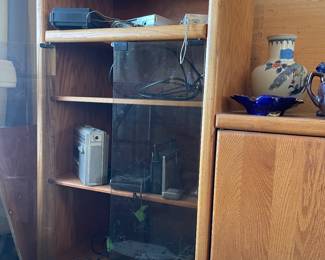 Entertainment center oak glass door