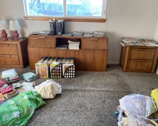 Chest of drawers dresser, end tables/nightstands, and headboard bedroom set