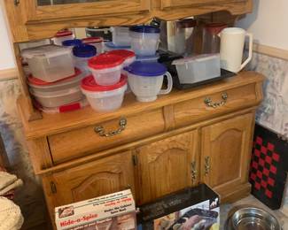 Hutch Tupperware spice rack dog bowls stockpots roaster