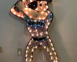 BIHY215 Mariners Animated Lighted Lawn Figure	Still has the tags on it and plastic clips. Does light up, in really good condition. Doesn't look like it was used
