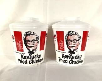 BIHY200 Vintage KFC White Globes	I believe dated back to 1969. 2 glass KFC globes. Good color with a little bit of fading. Graphics look to be in good condition
