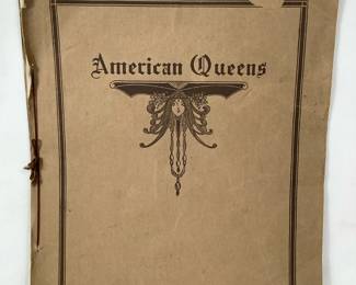 BIHY228 Satirical Prints, American Queens, Leslie-Judge Co	8 print depictions by James Montgomery Flagg, 1 by Alonzo Kimball, All but 1 print are attached. Book does have some wear, bent corners and some stains.&nbsp;
