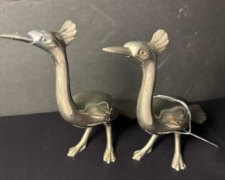 Set of silver birds of paradise