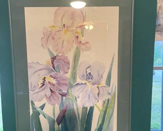 Watercolor of purple Iris