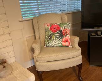 Queen Anne armchair in beige