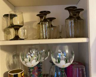 Hand painted dragonfly wine glasses