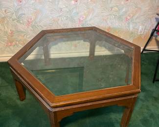 Octagon coffee table with glass top