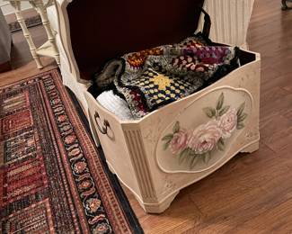 Cute blanket/ afghan storage chest