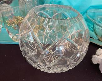Large crystal rose bowl
