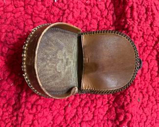 Vintage hand sewn/ embossed leather coin pouch