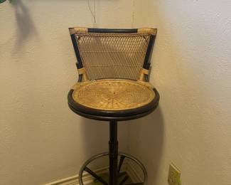 Rattan and cane bar stool with back 