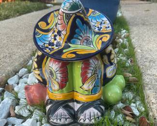 Mexican pottery napping man in sombrero