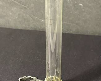 Small bud vase with silver ribbon base