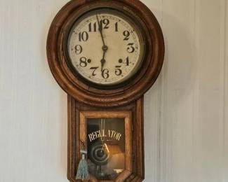 Grandfather's Regulator clock, antique, has key