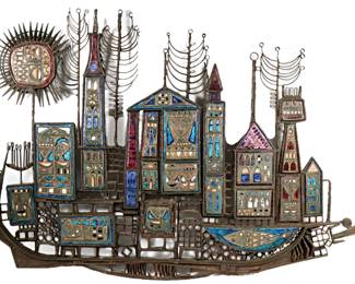 Lot 373 Virgilio Bari Italian ship Life in Venice series Studio Del Campo Italy