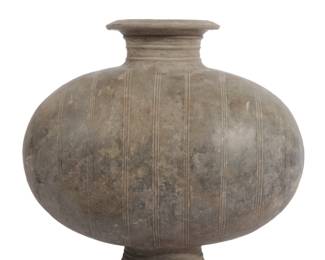 Lot 248 Chinese Han Dynasty LARGE porcelain pottery cocoon jar 2nd 1st century BCE