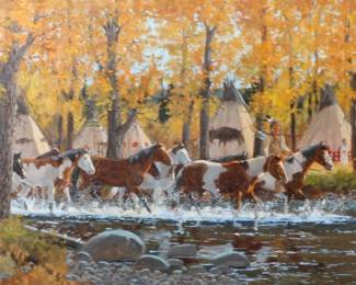 Lot 126 Ron Stewart, Arizona Ponies of Autumn oil on canvas
